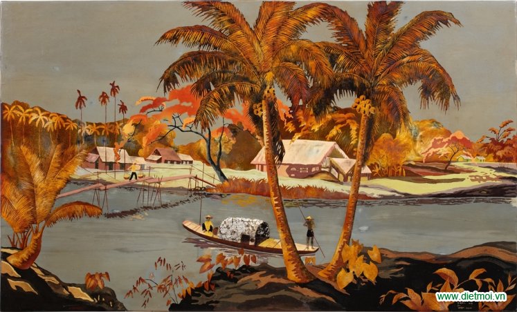 bức tranh Làng bên sông